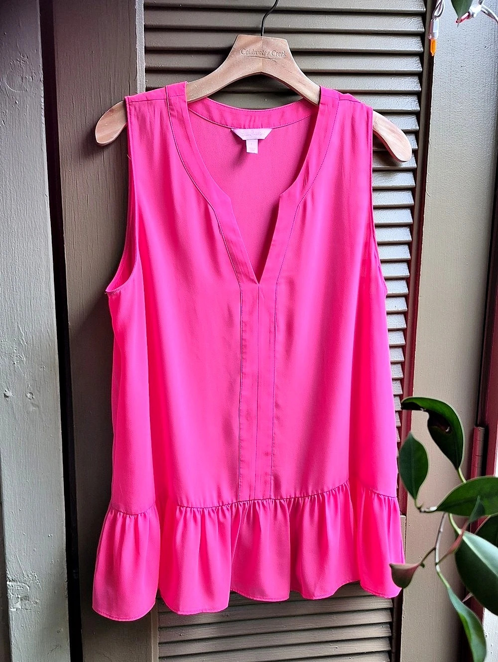 Lilly Pulitzer Womens Gramercy Ruffle Hem Top Cosmic Coral Pink Size L